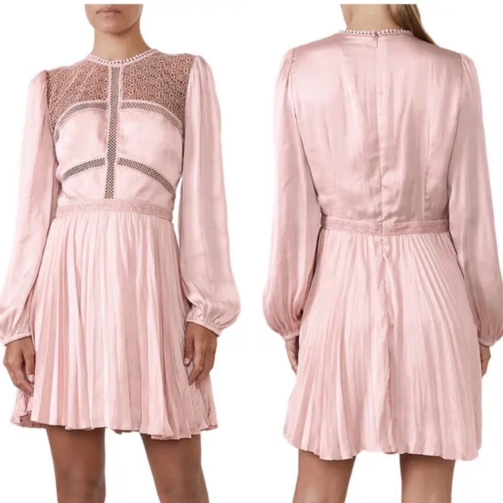 BARDOT Olivia Crochet Lace & Satin Minidress